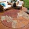 Edge Collections - 8' - Orange - Washable Area Rug Abstract Round for Indoor and Outdoor Use - 1 Piece